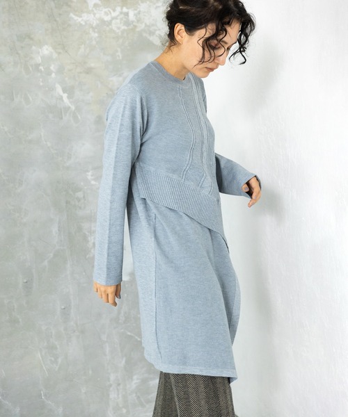 「OSMOSIS」 長袖ニット ONE SIZE ブルー レディース_画像3