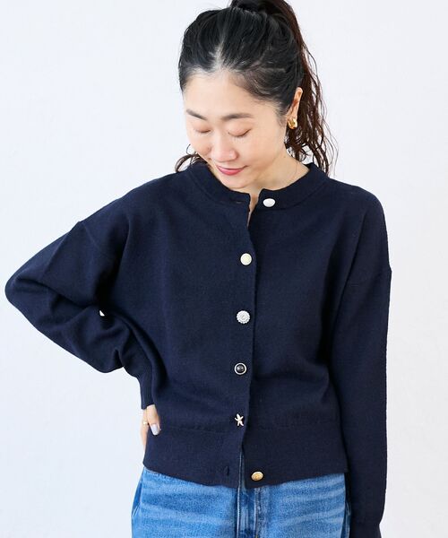 le.coeur blanc（ルクールブラン） カーディガン ビジューボタン