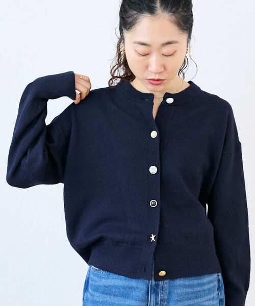 【極美品✨】ルネ　カーディガン　ビジュー　ネイビー　2024年モデル　38 極美品✨】ルネ カーディガン ビジュー ネイビー 2024年モデル 38 極美