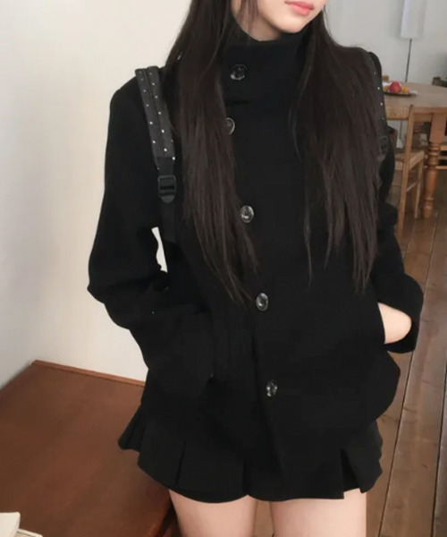 ピーコート pコート スタンドネック ショート レディース : ZOZOTOWN