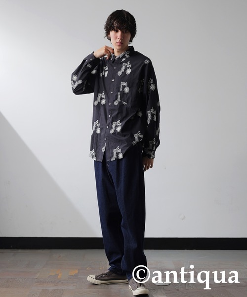「antiqua」 長袖シャツ ONESIZE ブラック メンズ_画像9