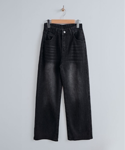 m*u様 &RC ワイドルーズデニムパンツ　38ブラック　中古 ジーンズ ジップフライ ストレート パンツ 404 LOOSE ボトムス デニム