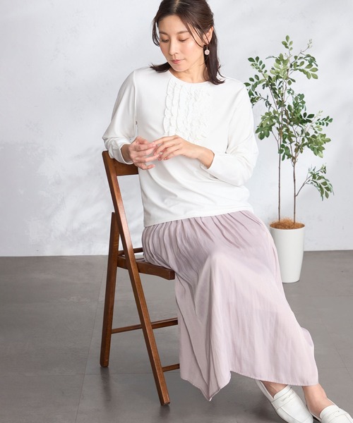 GALLORIA（ギャローリア） tシャツ 前身フリルカットソー レディース