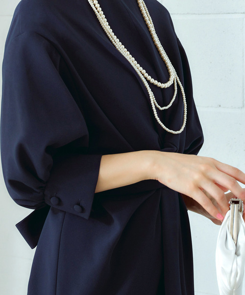 「RUIRUE BOUTIQUE」 7分袖ワンピース L テラコッタ レディースの画像