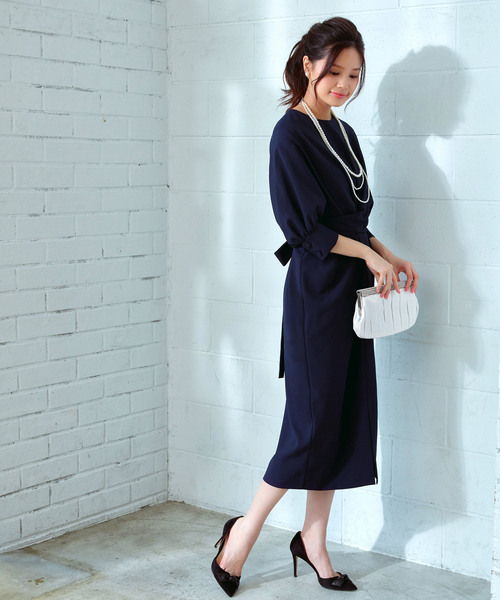 「RUIRUE BOUTIQUE」 7分袖ワンピース L テラコッタ レディースの画像