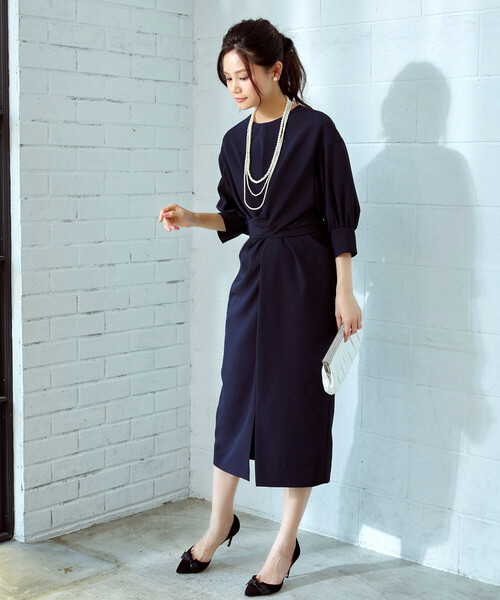 「RUIRUE BOUTIQUE」 7分袖ワンピース L テラコッタ レディースの画像