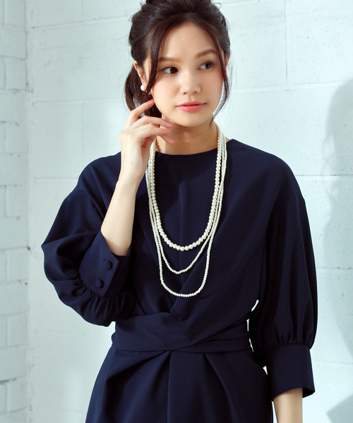 「RUIRUE BOUTIQUE」 7分袖ワンピース L テラコッタ レディースの画像