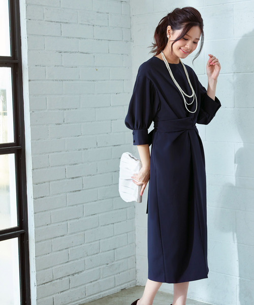 「RUIRUE BOUTIQUE」 7分袖ワンピース L テラコッタ レディースの画像