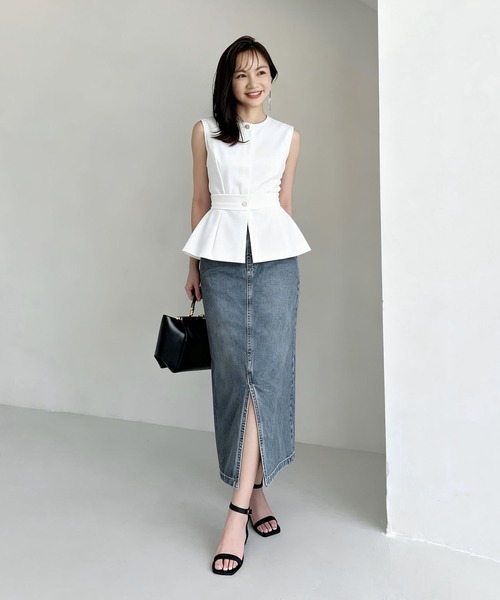 「BLANC FICELLE」 デニムスカート X-LARGE インディゴブルー レディース_画像8