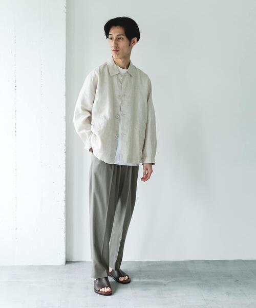 Theory 21ss リネンシャツジャケット Theory｜リネン混ノーカラージャケット