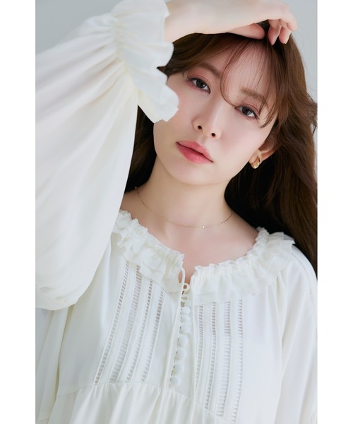 シャツ/ブラウス(長袖/七分) Her lip to Puffed Sleeve Lace Blouse Her lip to ブラウス シャツ Fionna Lace Blouse レディース