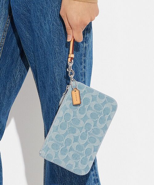 現行近　Coach コーチ　アクセサリーポーチ　ワンショルダーバッグ　ブルー　青 COACH（コーチ） ポーチ ONE ブルー系その他 レディース : ZOZOTOWN
