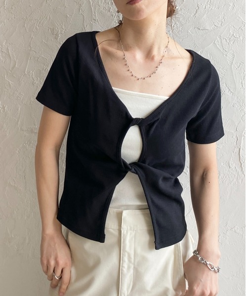 She's Closet tシャツ 半袖 フロントオープン クロス ツイストデザイン
