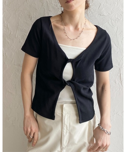 She's Closet tシャツ 半袖 フロントオープン クロス ツイストデザイン