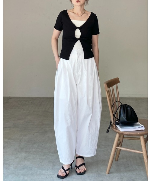 She's Closet tシャツ 半袖 フロントオープン クロス ツイストデザイン