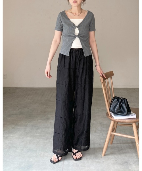 She's Closet tシャツ 半袖 フロントオープン クロス ツイストデザイン