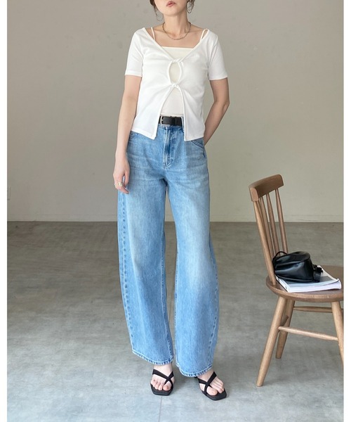 She's Closet tシャツ 半袖 フロントオープン クロス ツイストデザイン