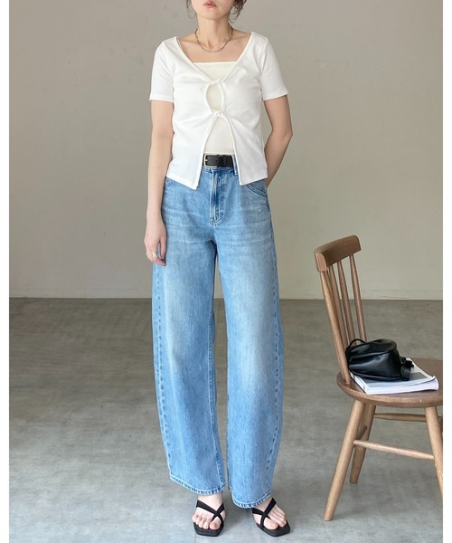 She's Closet tシャツ 半袖 フロントオープン クロス ツイストデザイン