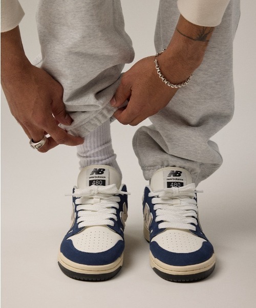 「New Balance」 ローカットスニーカー 26.5cm ネイビー×ホワイト メンズ_画像6