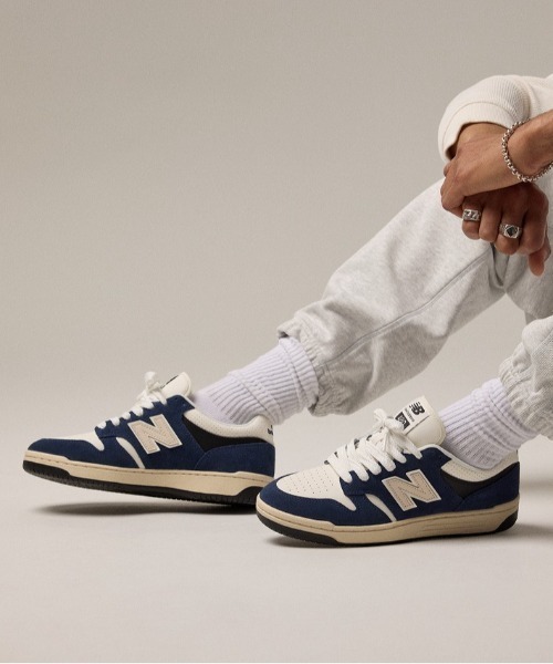 「New Balance」 ローカットスニーカー 26.5cm ネイビー×ホワイト メンズ_画像9