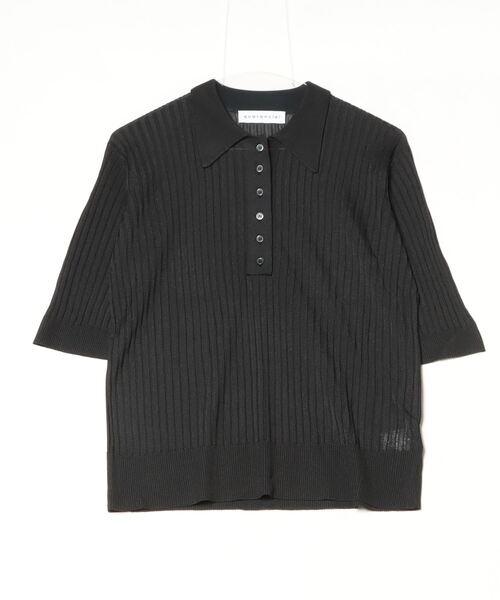 「quaranciel」 7分袖ポロシャツ ONE SIZE ブラック レディース_画像2