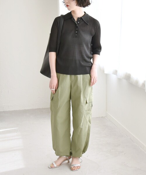「quaranciel」 7分袖ポロシャツ ONE SIZE ブラック レディース_画像3