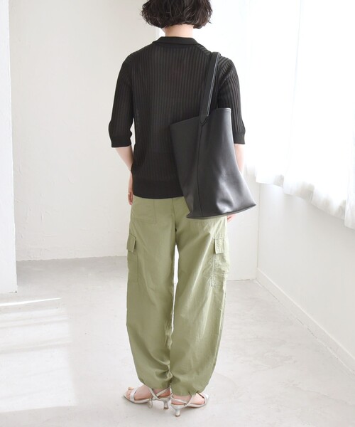 「quaranciel」 7分袖ポロシャツ ONE SIZE ブラック レディース_画像4