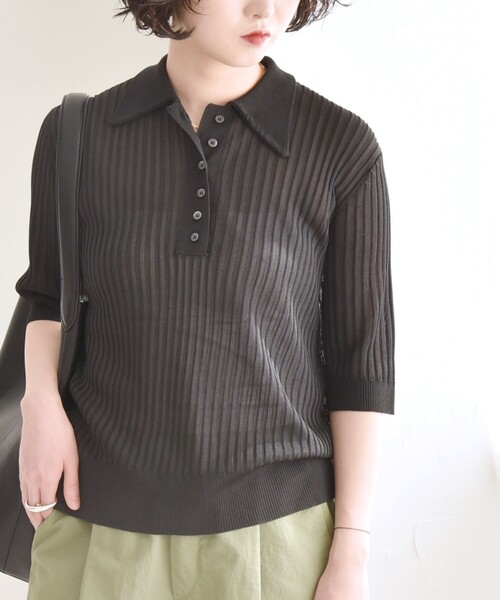 「quaranciel」 7分袖ポロシャツ ONE SIZE ブラック レディース_画像7