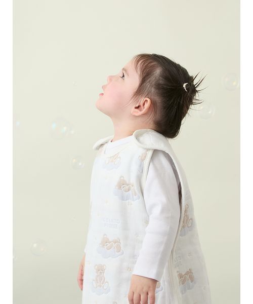 ベビー 「BABY」ドリーミーベア柄６重ガーゼスリーパーの画像