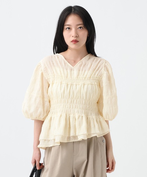 ブラウス シャツ 半袖 ドットドビーペプラムブラウス/859177 レディース | JEANASIS | 02