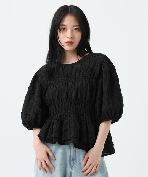 ブラウス シャツ 半袖 ドットドビーペプラムブラウス/859177 レディース | JEANASIS | 03