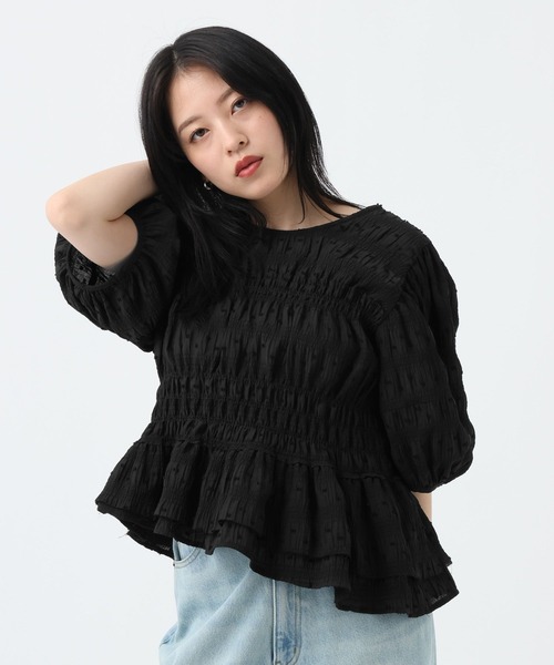 ブラウス シャツ 半袖 ドットドビーペプラムブラウス/859177 レディース | JEANASIS | 07