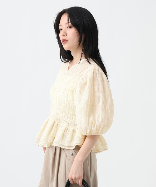 ブラウス シャツ 半袖 ドットドビーペプラムブラウス/859177 レディース | JEANASIS | 11