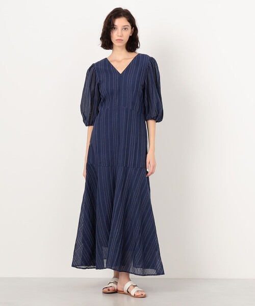 ワンピース ne Quittez pas Cotton Organza Ladder Cifre Flare ドレスの画像