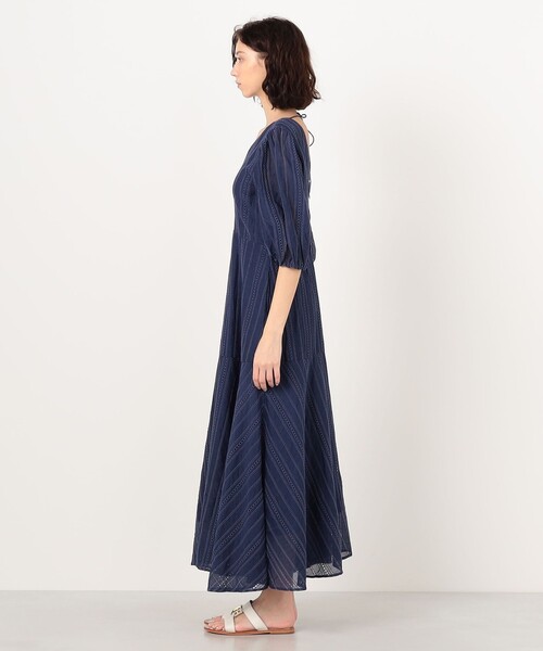 ワンピース ne Quittez pas Cotton Organza Ladder Cifre Flare ドレスの画像