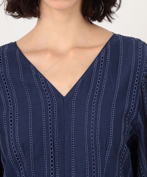 ワンピース ne Quittez pas Cotton Organza Ladder Cifre Flare ドレスの画像