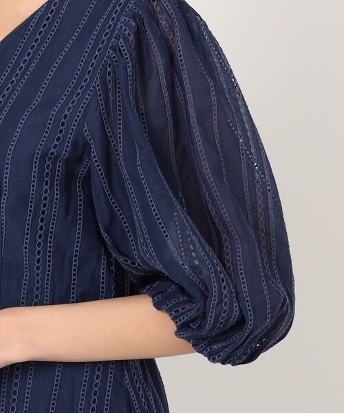 ワンピース ne Quittez pas Cotton Organza Ladder Cifre Flare ドレスの画像