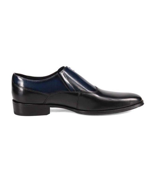 LANVIN COLLECTION レザー ドレスシューズ ネイビー ブラック madras（マドラス） 革靴 ビジネスシューズ LANVIN COLLECTION サイド
