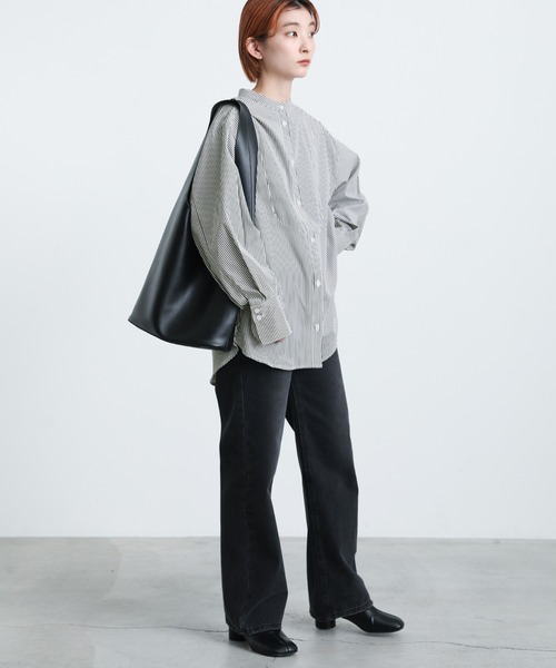 バックスリットストライプコットンシャツ select MOCA レディース シャツ ブラウス バックスリット