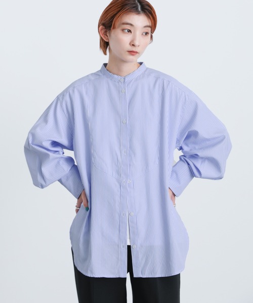 バックスリットストライプコットンシャツ select MOCA レディース シャツ ブラウス バックスリット