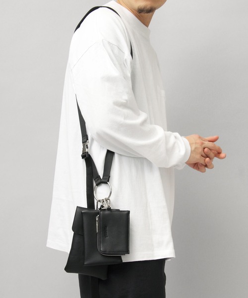 glabella（グラベラ） ショルダーバッグ メタルリング PU 3連ポーチ