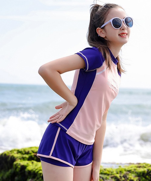 TeddyShop（テディショップ） 水着 キッズスクール水着 バイカラー半袖