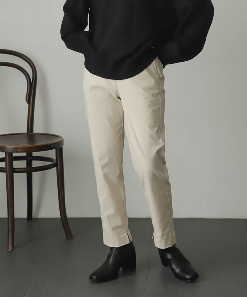 スラックス テーパードパンツ　textured stretch maidi スラックス テーパードパンツ textured stretch maidi