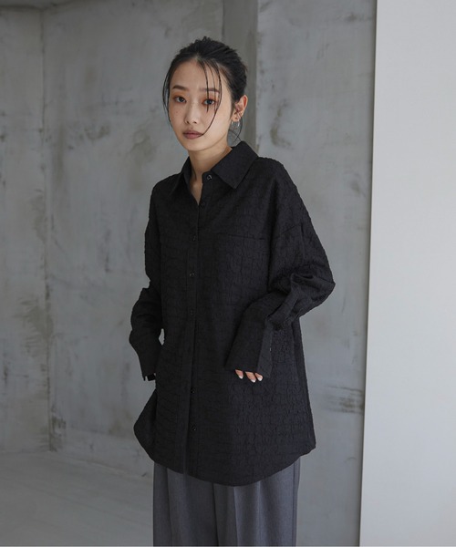 ブラウス シャツ シアー ジャガード シャツ レディース feepur ブラウス シャツ シアージャガードシャツ レディース