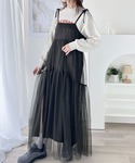 ワンピース 1枚で主役級。チュールレイヤードワ...の詳細画像1