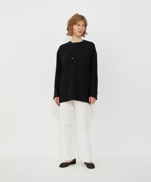 美品 ギャルリーヴィー 24SS バックサテンアムンゼンカラーレスロングブラウス GALERIE VIE（ギャルリー ヴィー） シャツ ブラウス バックサテン