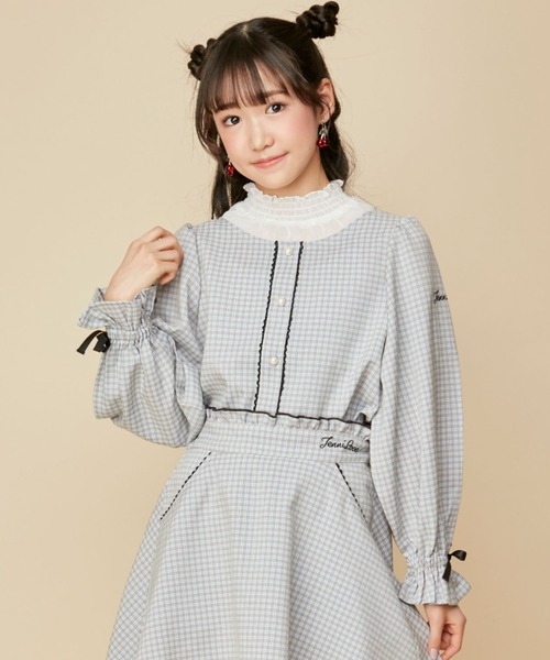 シャツ ブラウス パールボタンチェックブラウス キッズ : 80971797 