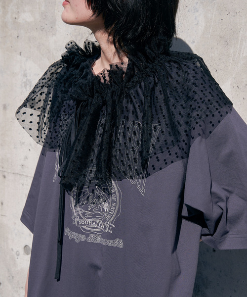 VENCE EXCHANGE つけ襟 付け襟 ダブルチュールフリル付け襟 : ZOZOTOWN