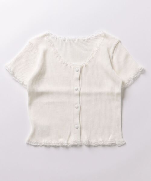 STYLEBLOCK ニット セーター レース付きフロントボタン半袖