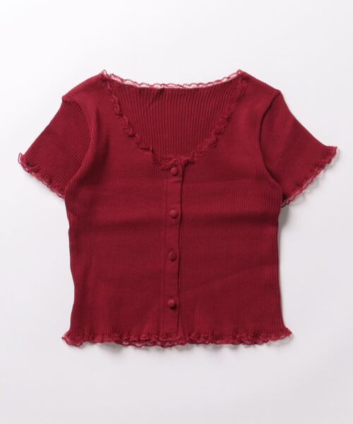 STYLEBLOCK ニット セーター レース付きフロントボタン半袖